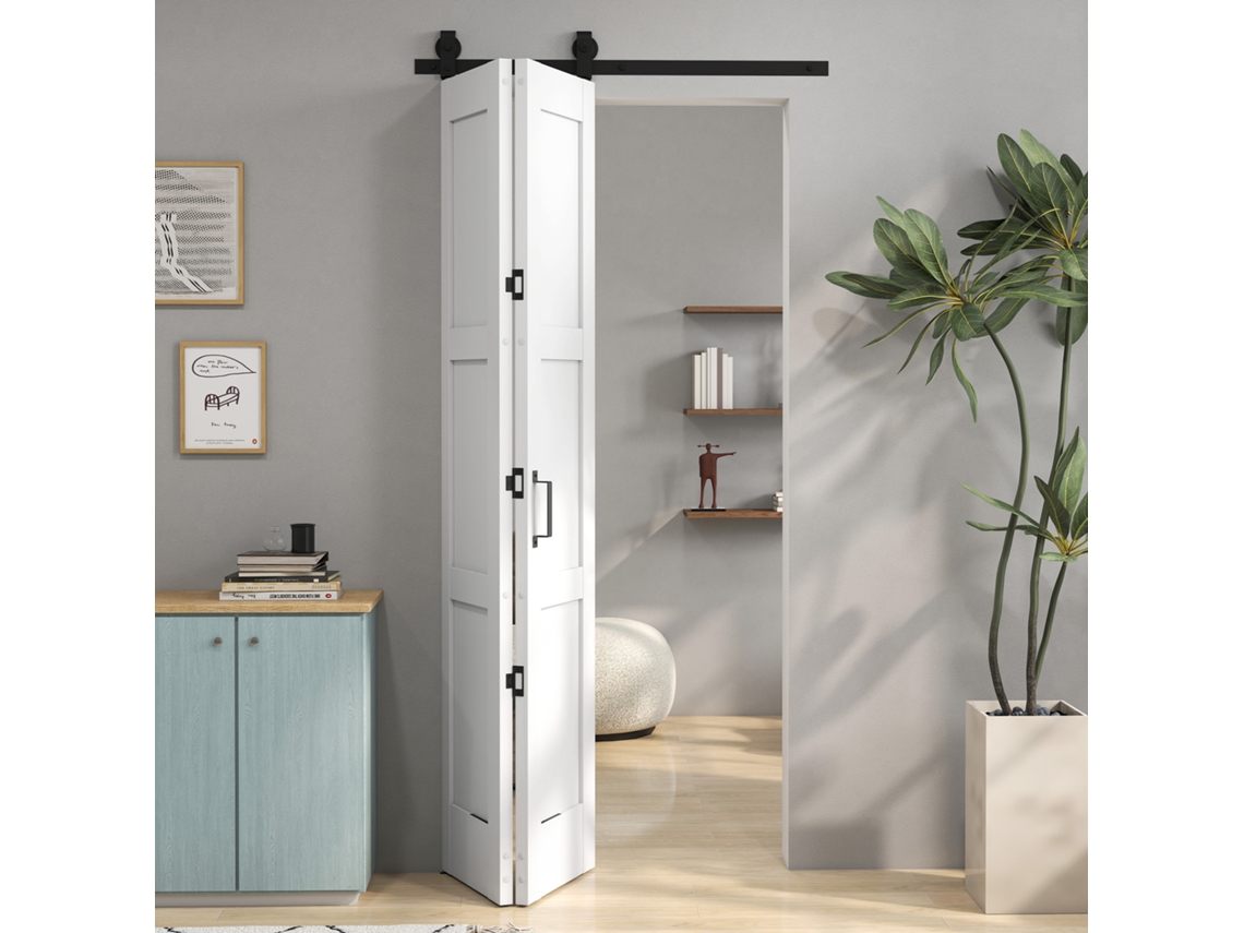 Porta Deslizante Mdf, Madeira De Pinho Cor Branco 91,4x3,5x213,4 Cm Homcom