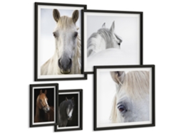 Conjunto De Pinturas Retratos De Cavalos Em Estilos Artísticos Espelharte (5 Peças)