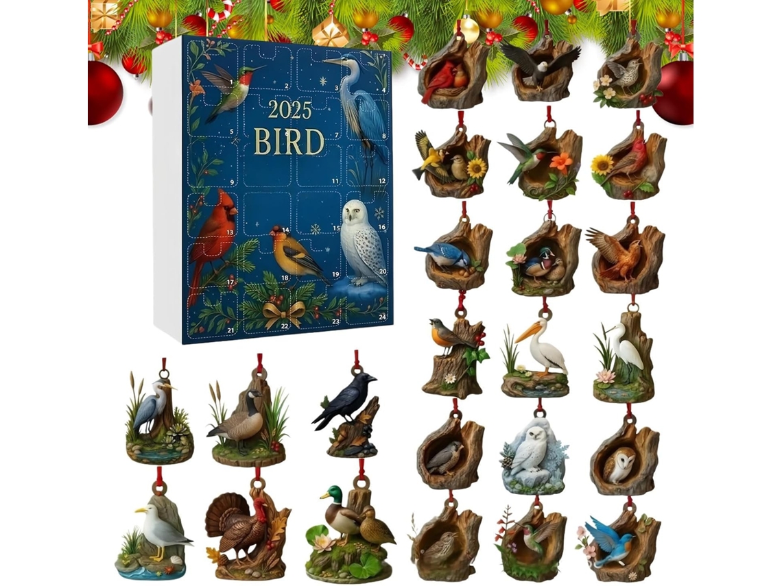 Calendário Do Advento Com Enfeite De Pássaro Em 2d Para Decoração De Casa |