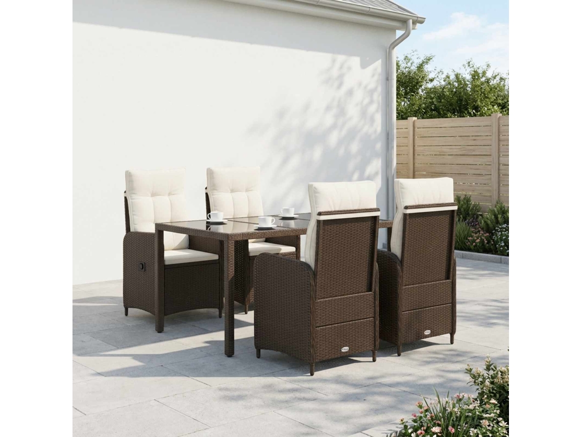Vidaxl Conjunto De Jantar Para Exterior 5 Unid. Marrom E Branco Creme