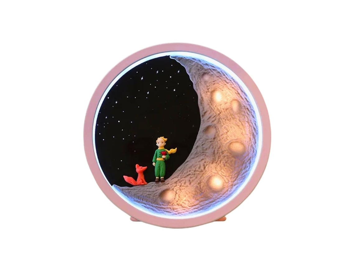 Candeeiro Lua Principezinho com Coluna Rosa CLICKONIT