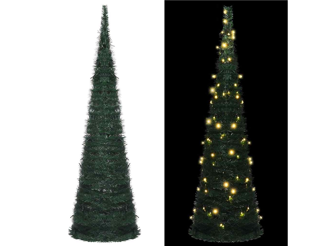Vidaxl Árvore Natal Pop-up Artificial Pré-iluminada 210 Cm Verde