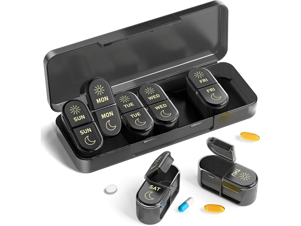 Organizador Semanal De Comprimidos Eifson Am Pm Para Medicamentos Sem Bpa (preto)