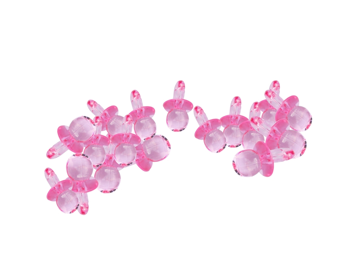 Chupetas de Acrílico Transparente Rosa 20pcs para Festa Bebê