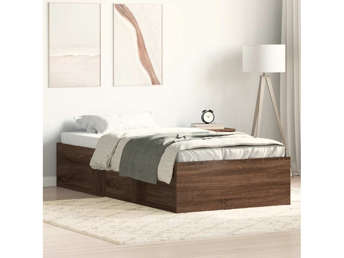 Vidaxl Estrutura De Cama 100x200 Cm Carvalho Castanho