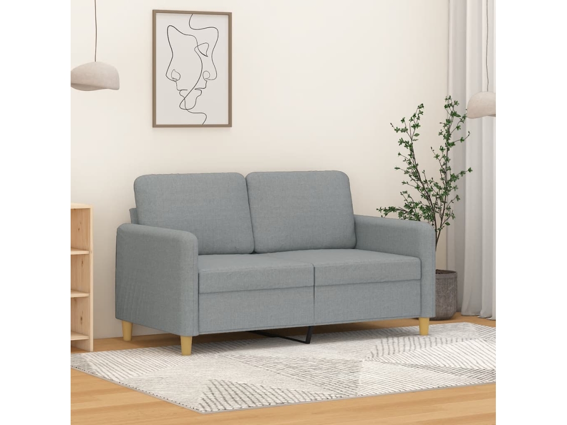 Vidaxl Sofá De 2 Lugares Em Tecido 120 Cm Cinzento-claro