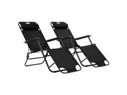 Sunlounger, Sunloungers Vidaxl Preto Tecido (n/a)