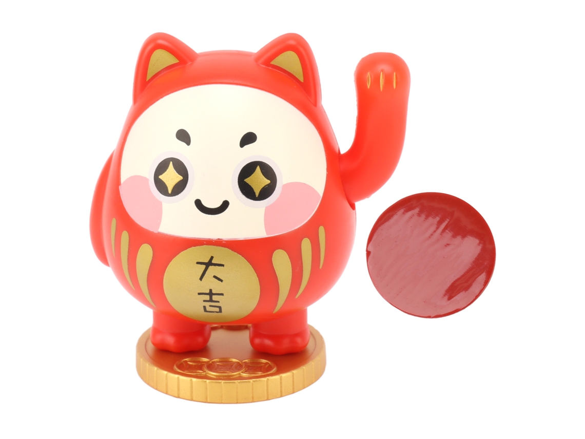 Gato Da Sorte Decorativo Solar Vermelho Carro Lar Café