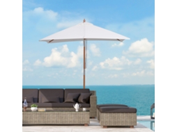 Guarda sol Retangular de Jardim com Inclinação, em Madeira e Poliéster de Alta Densidade, 2m X 1,5m X 2,3m, Cor Creme.