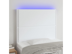 Vidaxl Cabeceira Cama C/ Led Couro Artificial 100x5x118/128 Cm Branco