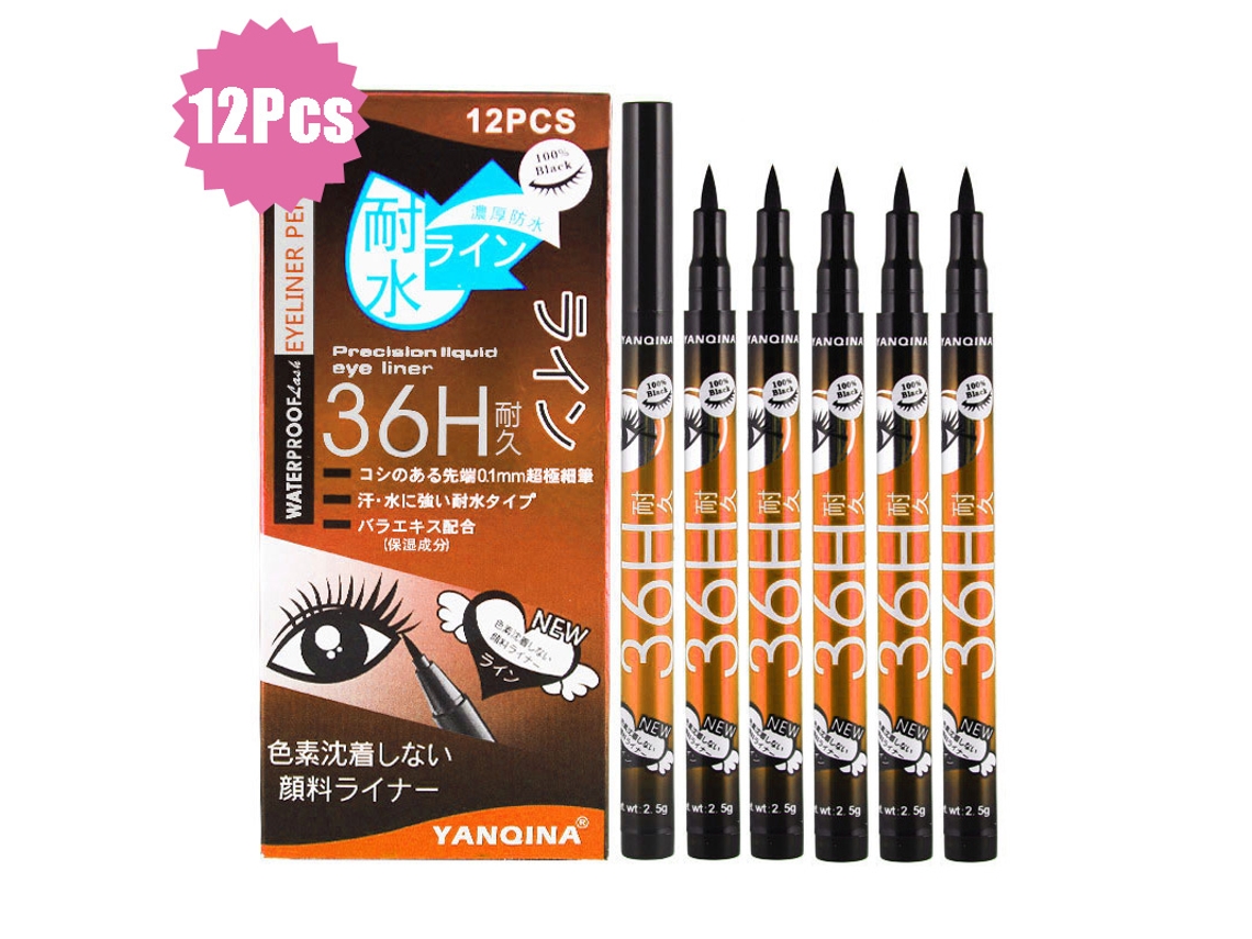 12 Pcs/caixa Caneta Delineadora À Prova Dágua Maquiagem Olhos Preto Líquido Lápis Delineador Maquiagem Cosméticos Delineadores de Secagem R EHSTMIND