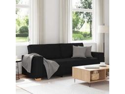 Vidaxl Sofá De 3 Lugares Preto 220x78x84 Cm Tecido