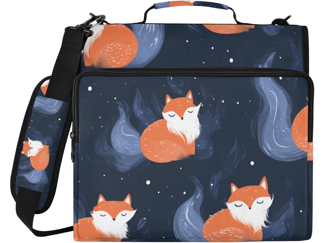Carteira Nordic Ghostly Fox Azul de 1,5 polegadas com Zíper de 3 Laços e Alça, Carteira com Zíper para Diversas Bolsas