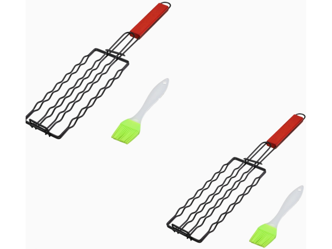 Conjunto De 2 Utensílios Multifuncionais De Ferro Para Churrasco—pinça Para Grelhar Presunto E Linguiça/pinça Anti-escaldante Para Camping