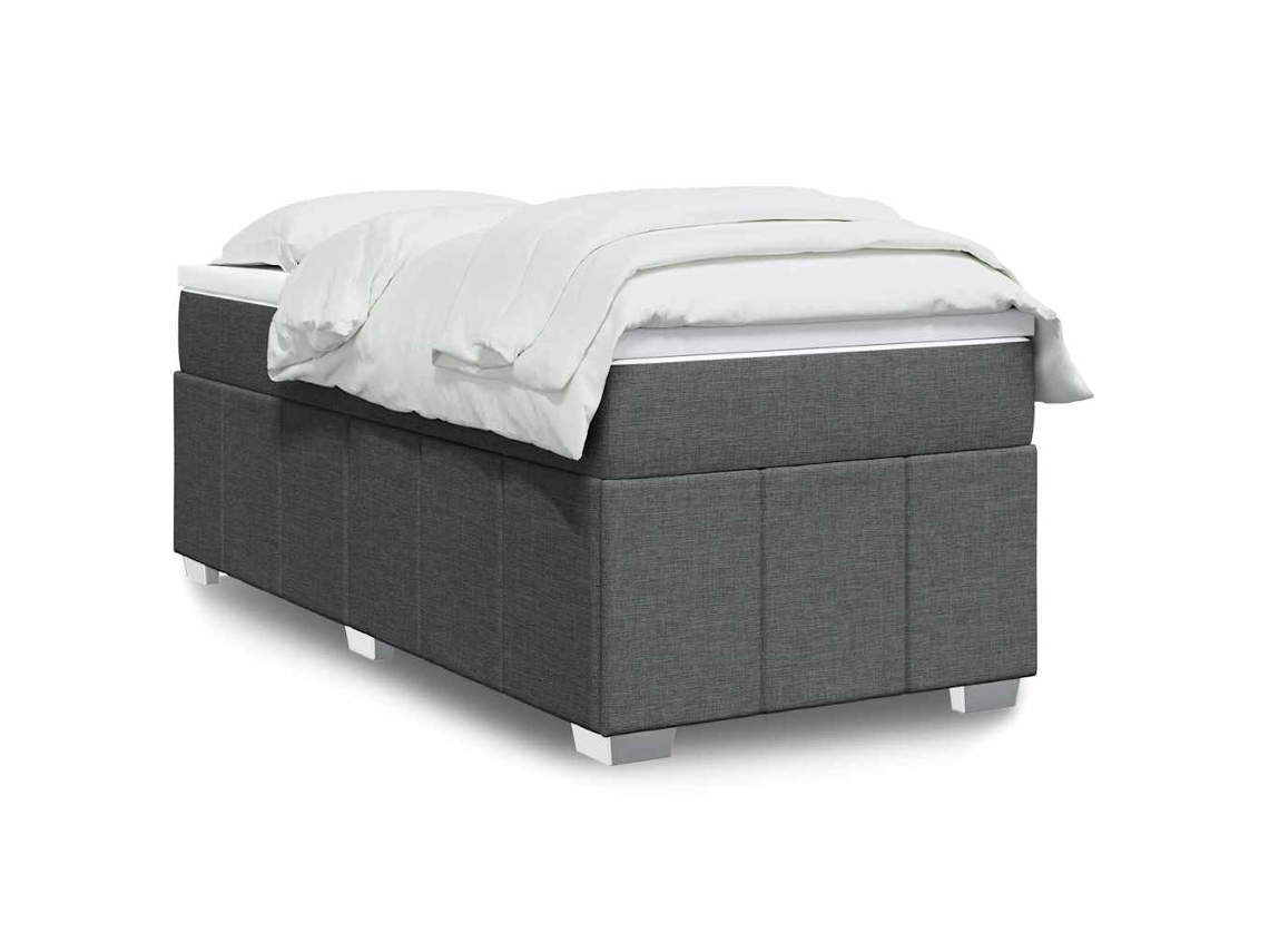 Vidaxl Cama Com Molas/colchão 100x200 Cm Tecido Cinza-escuro