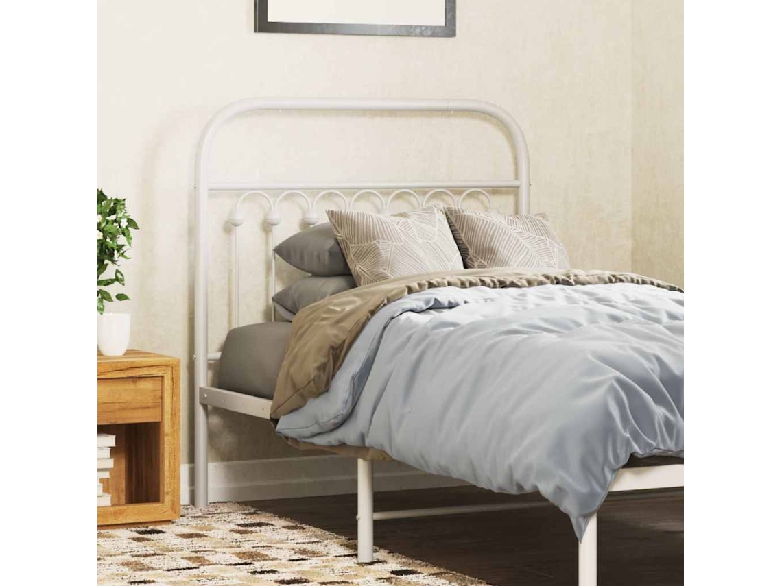 Vidaxl Cabeceira De Substituição 90 Cm Metal Branco
