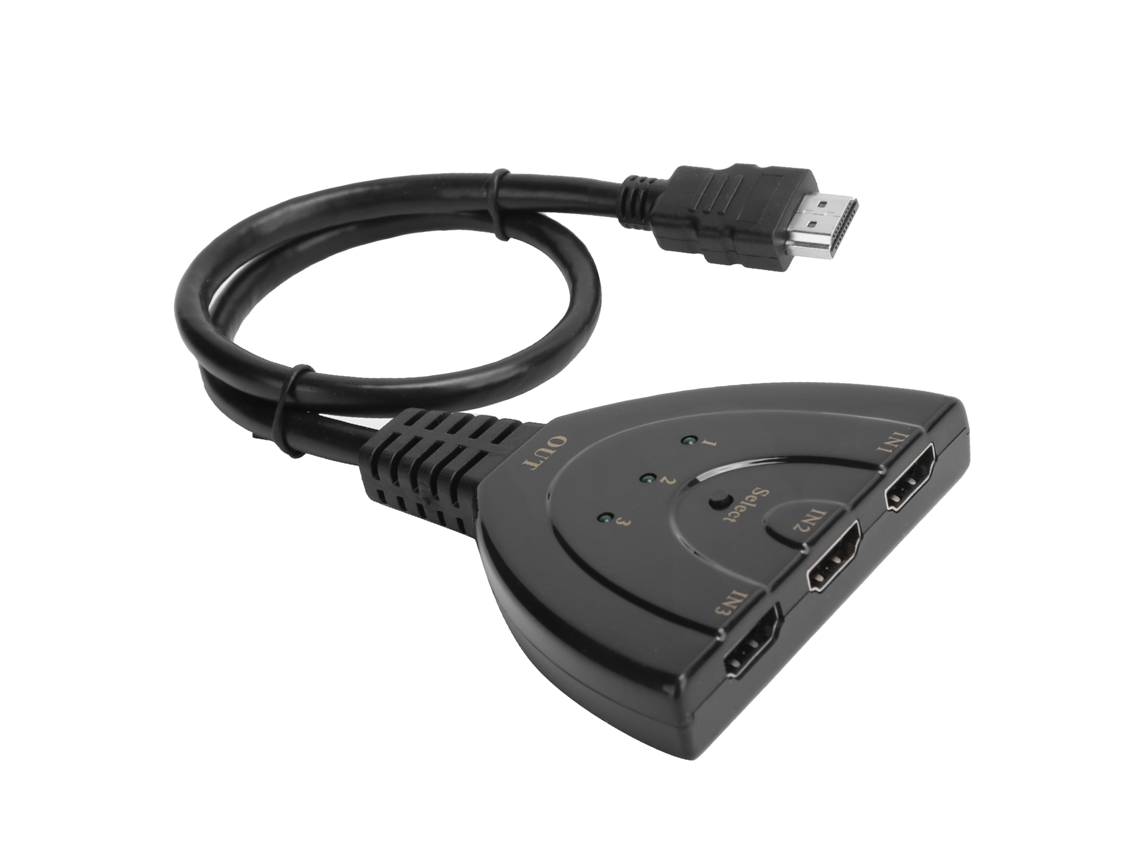 Aetheria conversor Hub Switch Splitter Hd Multimedia Interface 3 Entradas 1 Saída 4k com Cabo