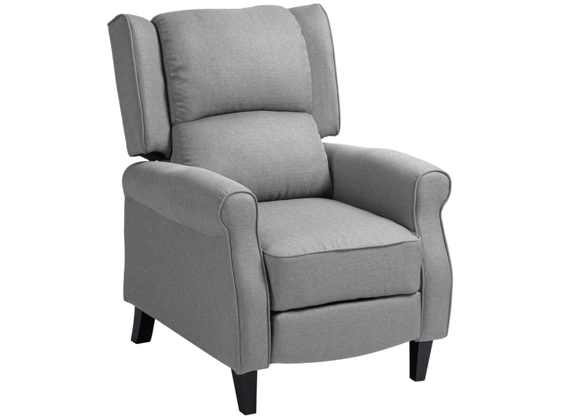 Poltrona Reclinável Relax Cinza Com Reclinação Manual Até 160° E Apoio Para Os Pés Retráteis 77x88x102 Cm