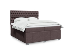 Vidaxl Cama Com Molas/colchão 200x200 Cm Tecido Castanho-escuro