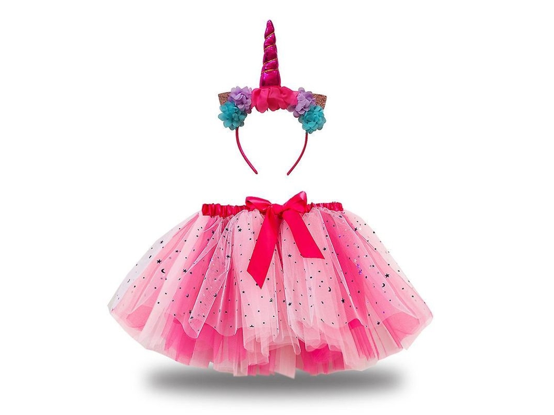 Fasst traje Princesa Unicórnio com Saia Tutú Arco-íris e Diadema, Carnaval | S/MARCA