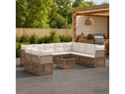 Vidaxl Conjunto De Sofá De Jardim 11 Pcs Bege Vime Pe