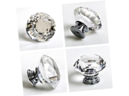 Conjunto De 8 Puxadores Cristal Para Armário Com Parafuso Fixação
