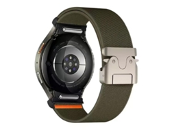 Bracelete para Samsung Galaxy Watch 7/6/5/4 XIAOMOYU em nylon elástico com botão pressão e fivela paraquedas verde exército
