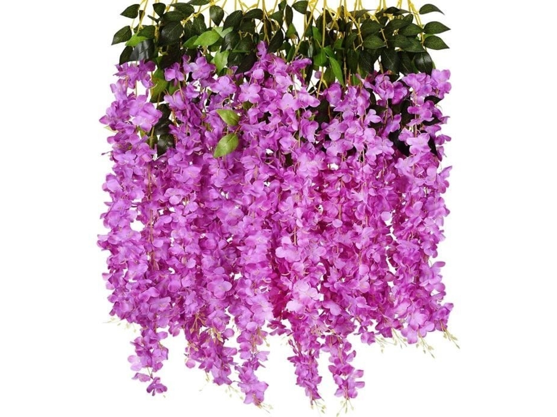 Conjunto de 12 Guirlandas de Flores Artificiais para Pendurar em Arco, Ideal para Cerimônias, Festas em Casa e no Jardim . AQUAFORGE (roxo)
