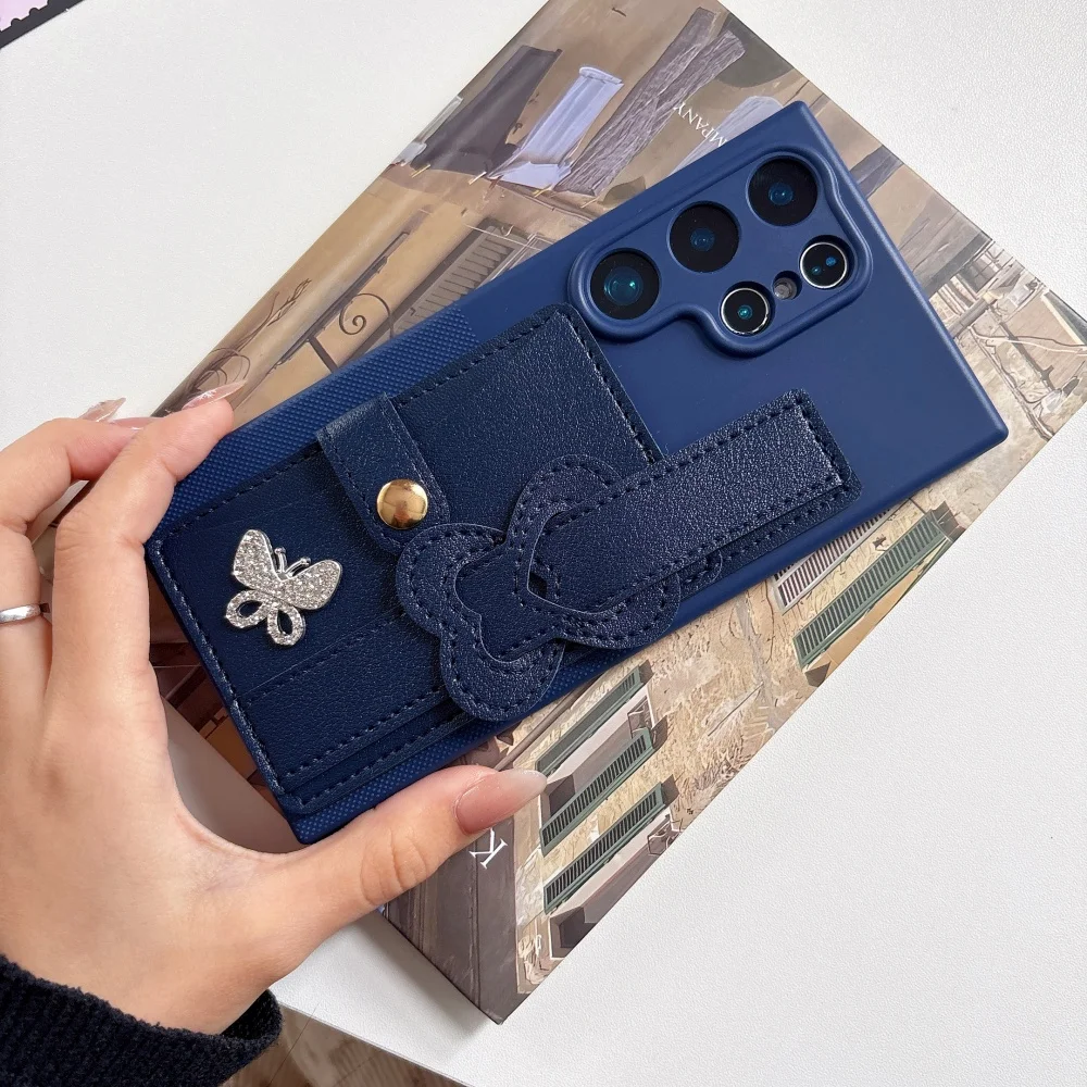 Capa Para Celular Estilo Carteira (galaxy S25fe Azul) Com Compartimento Para Cartão E Alça De Pulso.