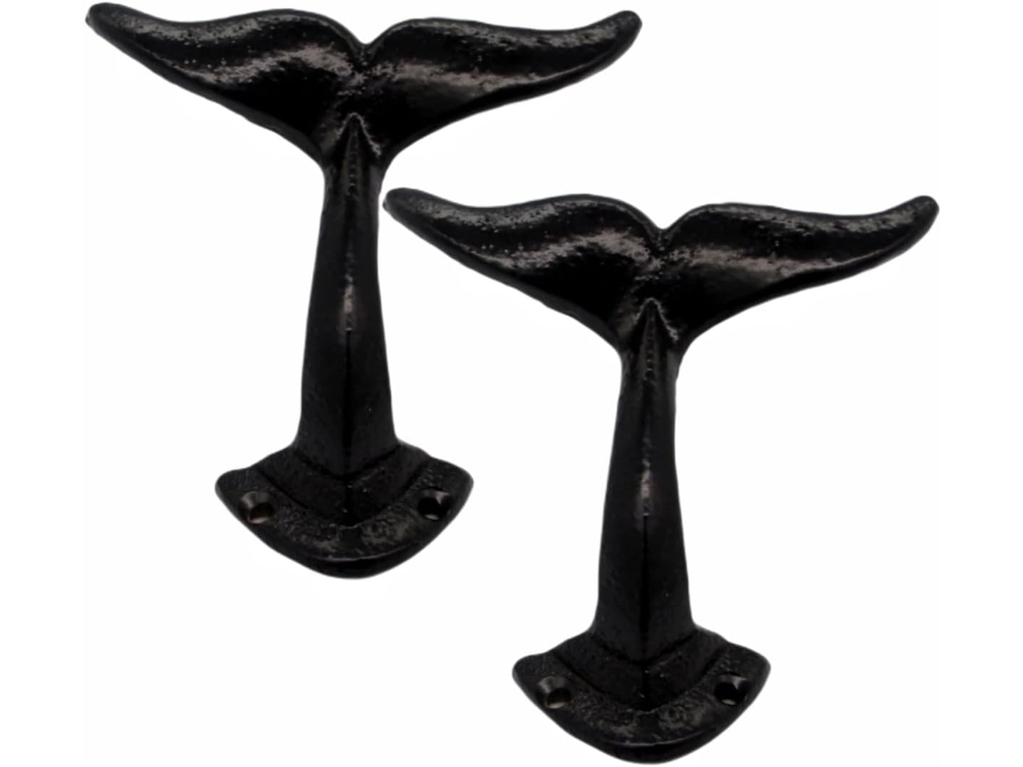 Conjunto De 2, Ganchos De Baleia, Ganchos Rabo De Baleia, Preto Ca