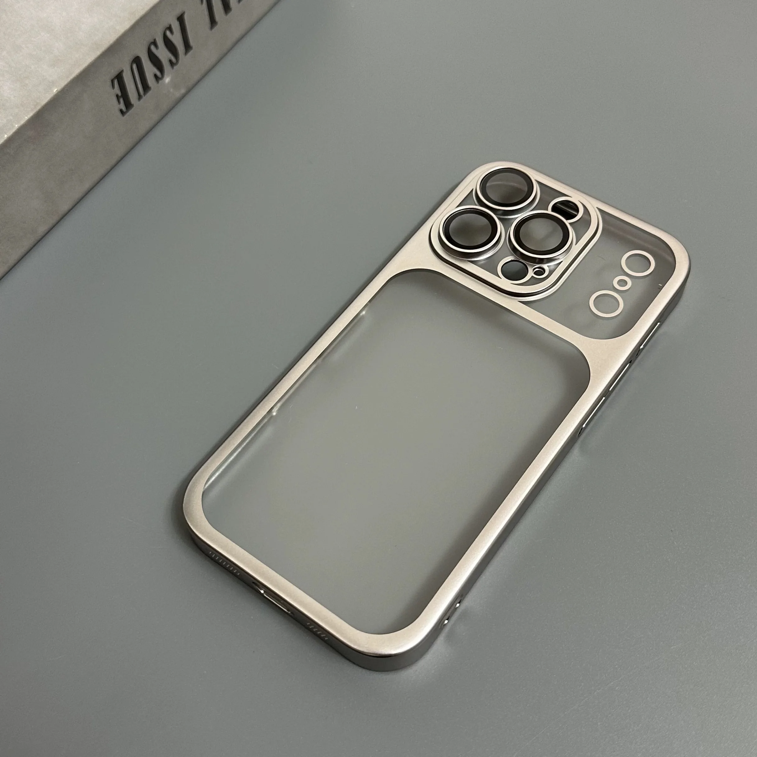 Capa Fosca Para Iphone 16 Pro Max (cinza), Com Protetor De Lente E Resistente A Impactos.