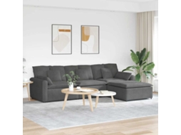 Vidaxl Sofá Modular Com Pufes E Almofadas Cinzento-escuro