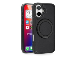 Casa Em Tpu Pele Pu Magnético Com Suporte Para Apple Iphone 16 - Preto