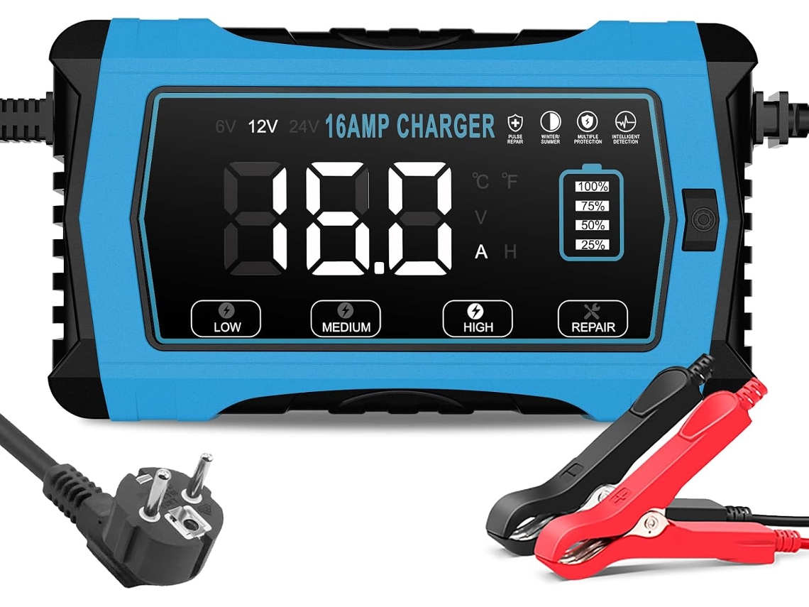 Carregador de bateria automotiva de chumbo-ácido LiFePO4 (AGM, SLA, etc.) 16A 12V 16A/24V 10A com função de carregamento de 10 estágios