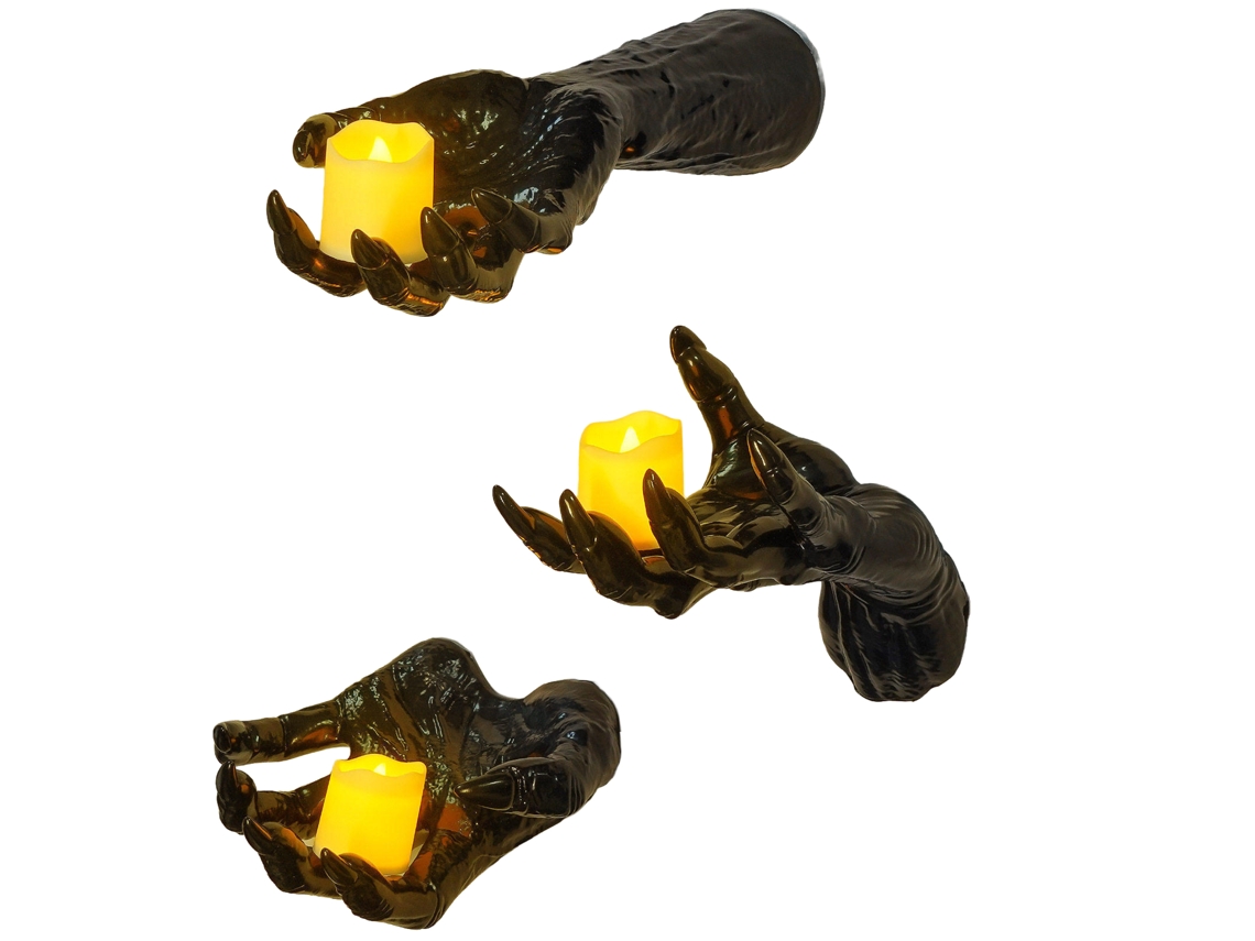 Decoração De Parede Halloween Com Mão Demoníaca 3d Da Laxiscreed, Conjunto Com Vela E Acessórios Assustadores