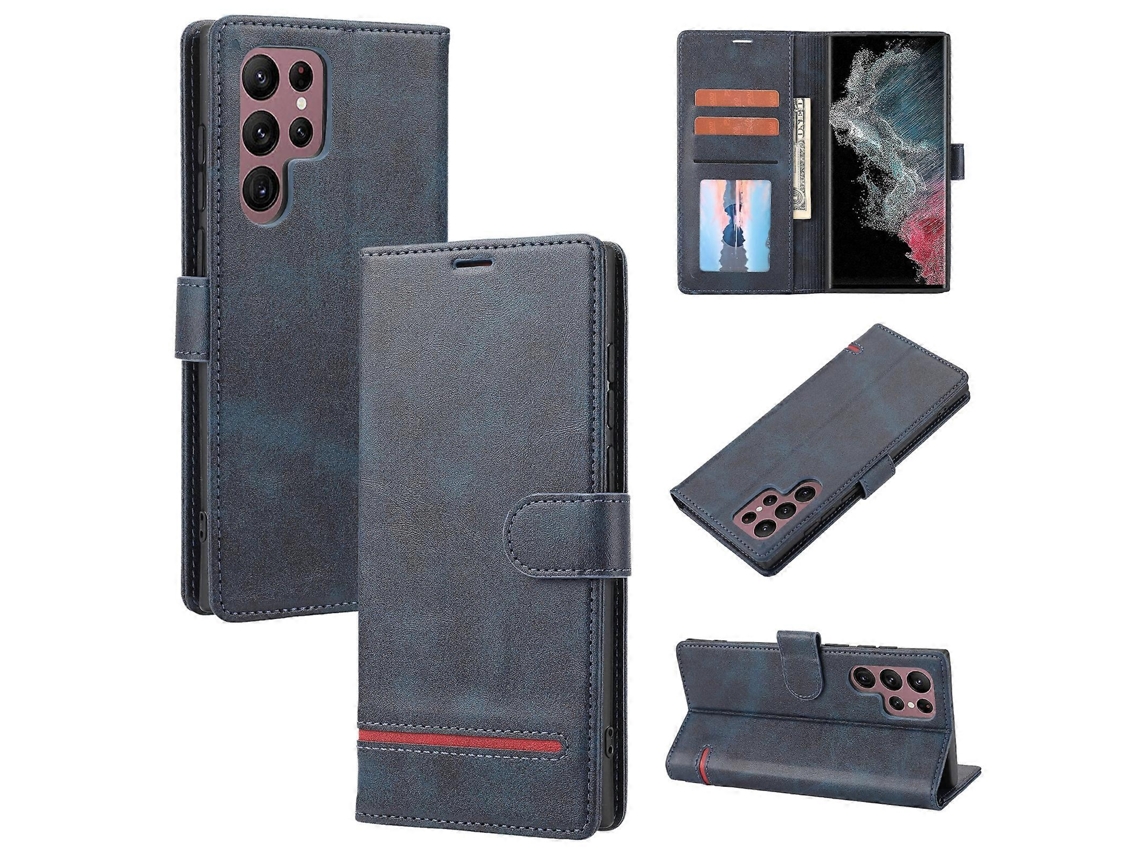 Capa De Couro Estilo Carteira Clássica Para Samsung Galaxy S23 Ultra 5g