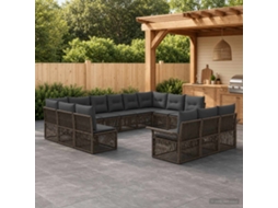 Vidaxl Conjunto De Sofá De Jardim 13 Unid. Cinzento Vime Pe