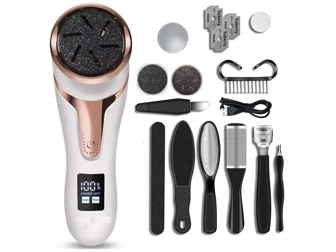 Lima Elétrica Para Pés, Removedor De Calos Sem Fios, Usb Recarregável, Branco/rosa Ouro Tommy01