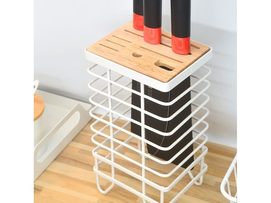 Suporte Universal De Ferro Para Facas Com 8 Compartimentos Para Cozinha.