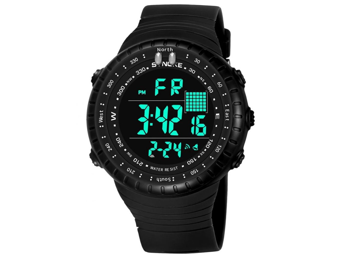 Relógio eletrônico esportivo Synoke Black à prova d'água com LED luminoso para estudantes