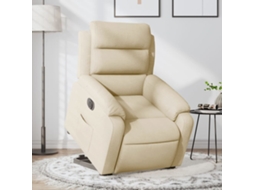 Vidaxl Poltrona Reclinável Elevatória Elétrica Tecido Cor Creme