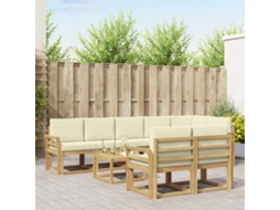 Vidaxl Conjunto De Sofás Para Exterior 9 Unid. Branco E Creme