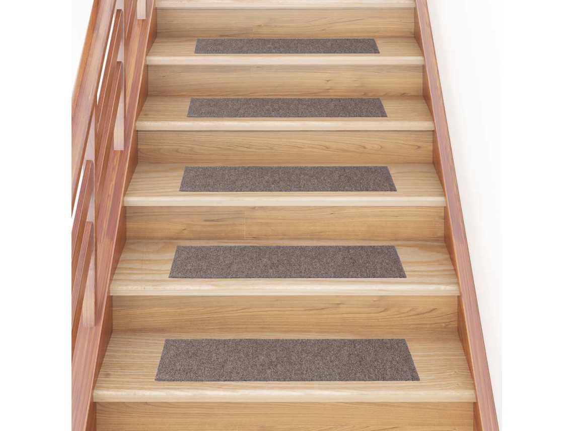 Vidaxl Tapetes De Escada Autoadesivos 15 Peças 76x20 Cm Bege Retangulares