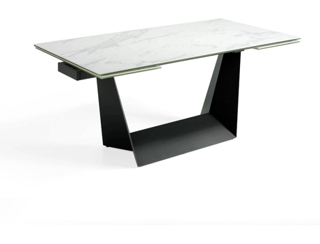Mesa de Refeição ANGEL CERDÁ S.L. 1014 (Branco, Preto - Vidro - 180/225/270  x 90 x 75 cm)