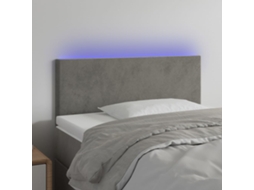 Vidaxl Cabeceira De Cama C/luzes Led Veludo 100x5x78/88 Cm Cinza-claro
