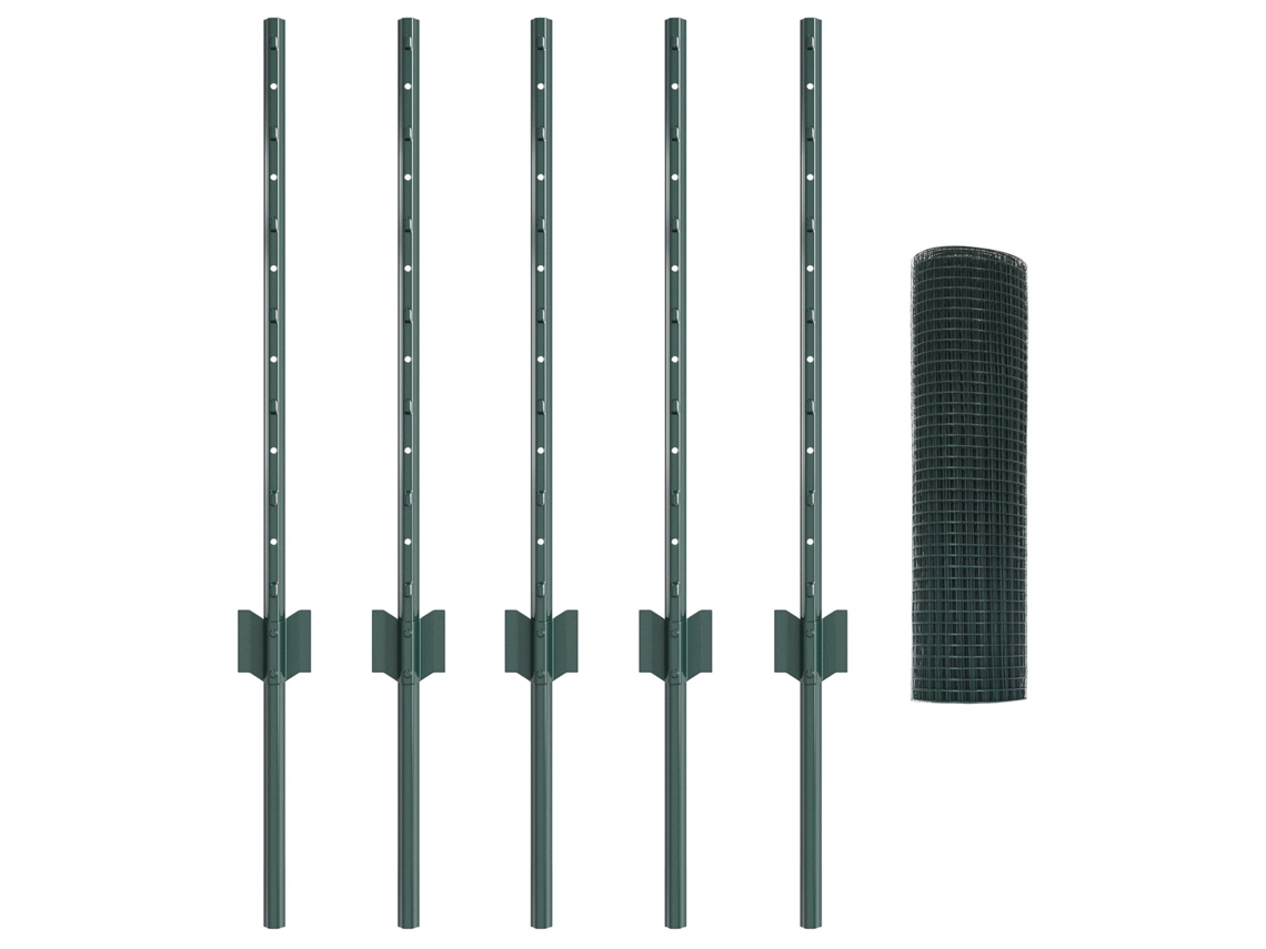 Conjunto 1 Cerca Externa Vidaxl Verde Aço (10 X 0,5 M)