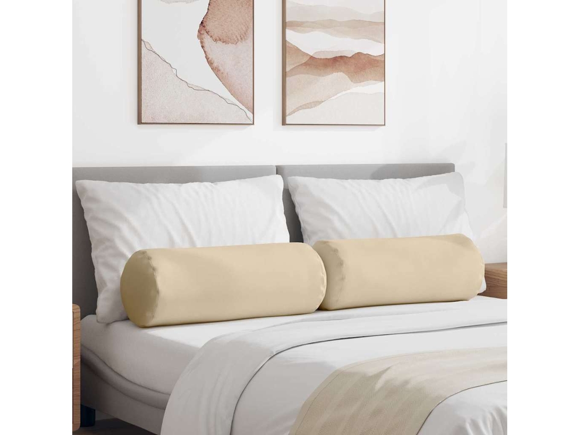 Vidaxl Almofadas De Apoio 2 Pcs Creme Ø 25 X 70 Cm