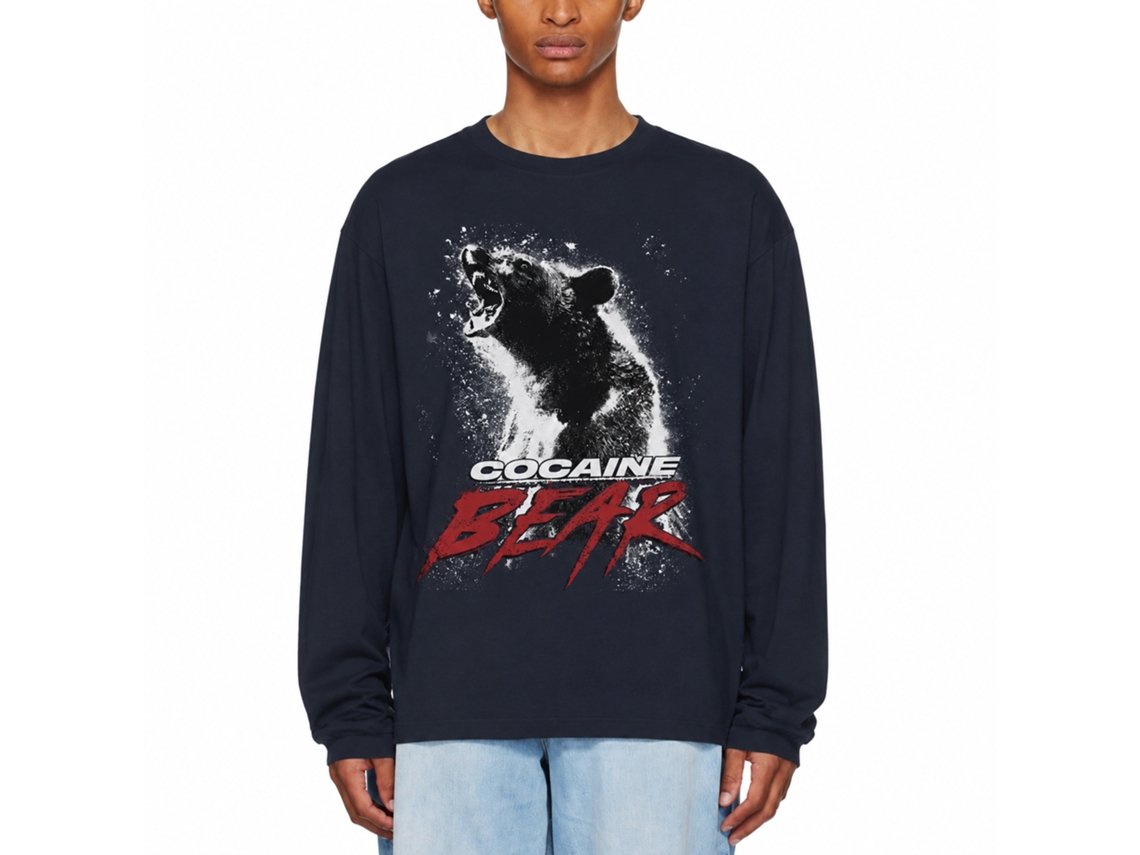 Rockinstone Cocaine Bear Movie Poster Light Navy Adult T-shirt Size:xxl