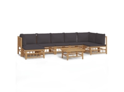 Maison Exclusive - 8pcs Conj. Lounge De Jardim Bambu C/ Almofadões Cinzento-escuro