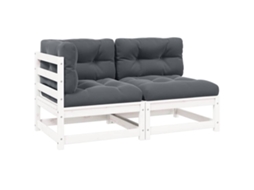 Vidaxl 2 Pcs Conj. Lounge De Jardim C/ Almofadões Pinho Maciço Branco